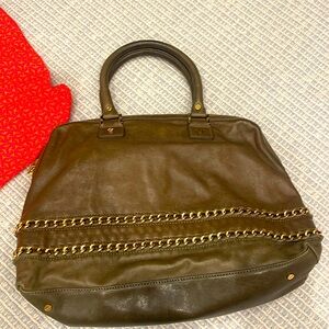 Tory Burch Brown Satchel with Gold Accents